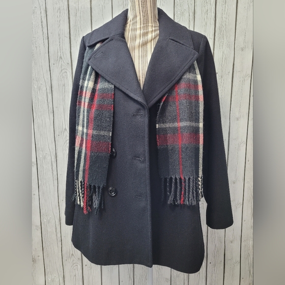 London Fog Double-breasted Peacoat w/ Scarf, Size L - Picture 1 of 13